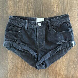 One Teaspoon Bandits Low Waist Denim Shorts - Double Black (size 25)